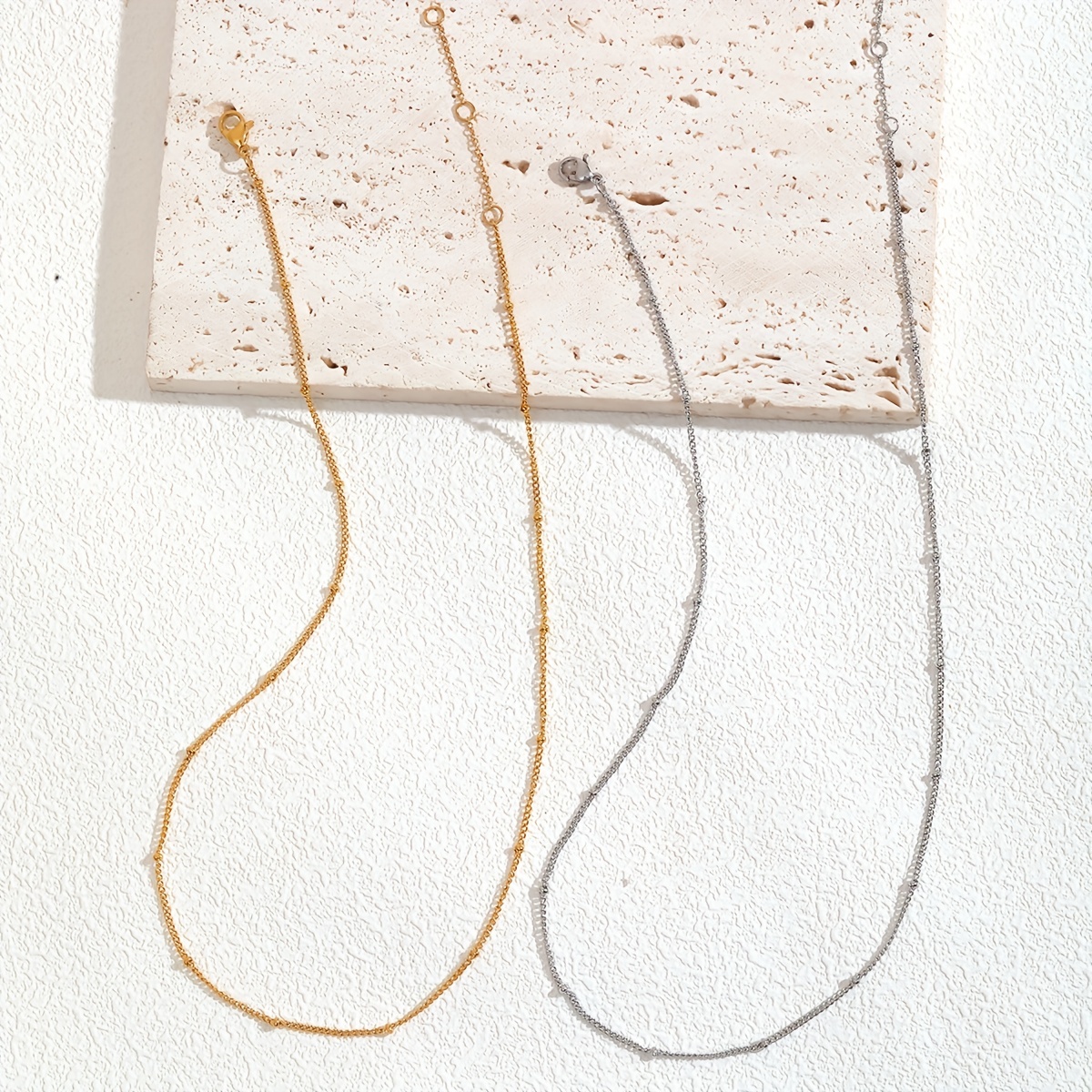 Women's Minimalist Stainless Steel Necklace Golden Tone Delicate Chain